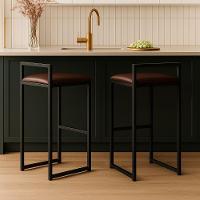 Kit 2 Banqueta Alta Cozinha Balcão Gourmet Bar Corino Bancos Cor:marrom - 1