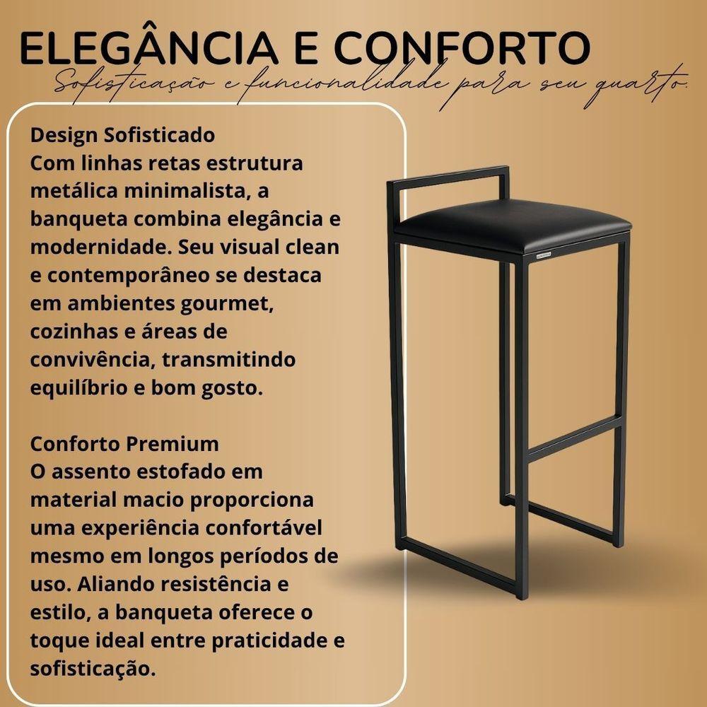Kit 2 Banqueta Alta Cozinha Balcão Gourmet Bar Corino Bancos Cor:caramelo - 5