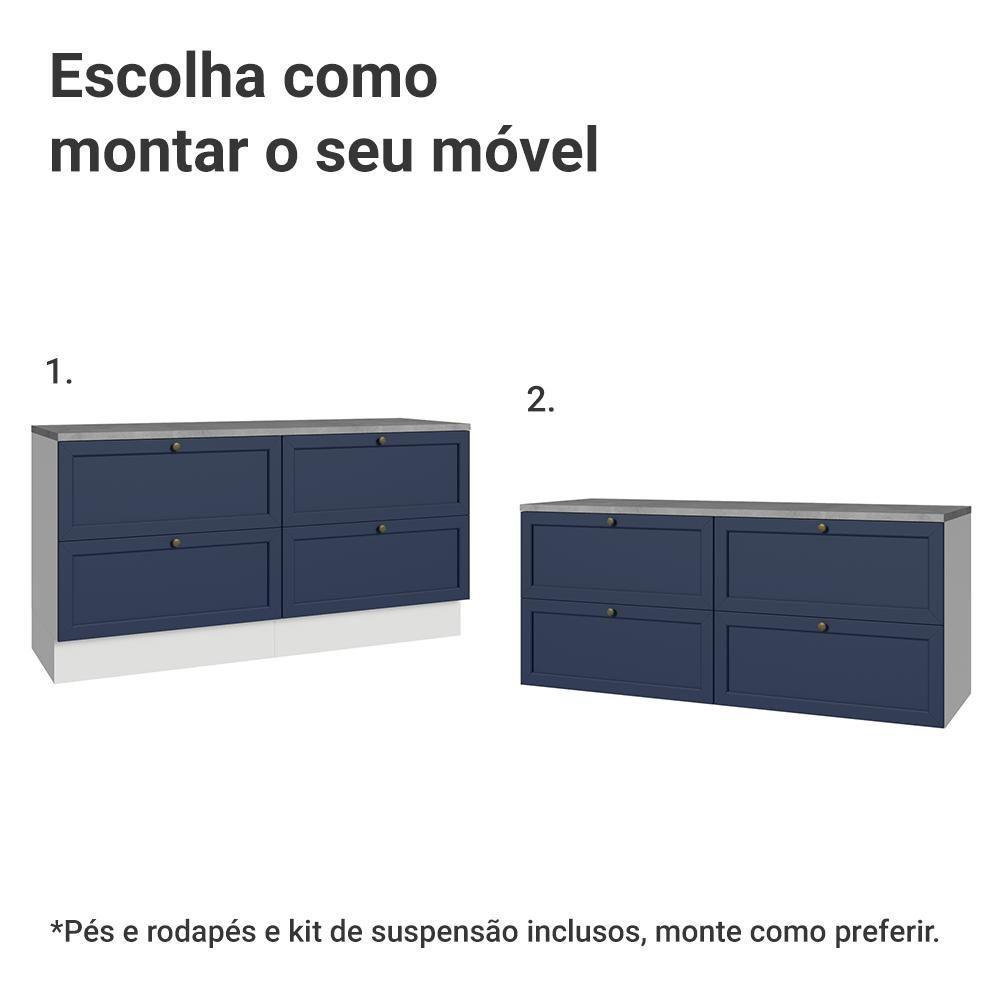 Rack Para Tv Até 70 Polegadas 160cm 4 Gavetas Vik Madesa 04 Branco-azul - 5
