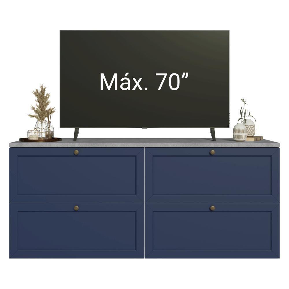 Rack Para Tv Até 70 Polegadas 160cm 4 Gavetas Vik Madesa 04 Branco-azul - 6