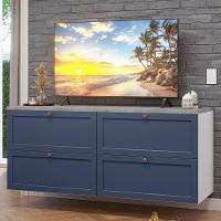 Rack Para Tv Até 70 Polegadas 160cm 4 Gavetas Vik Madesa 04 Branco-azul - 1