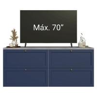 Rack Para Tv Até 70 Polegadas 160cm 4 Gavetas Vik Madesa 04 Branco-azul - 6