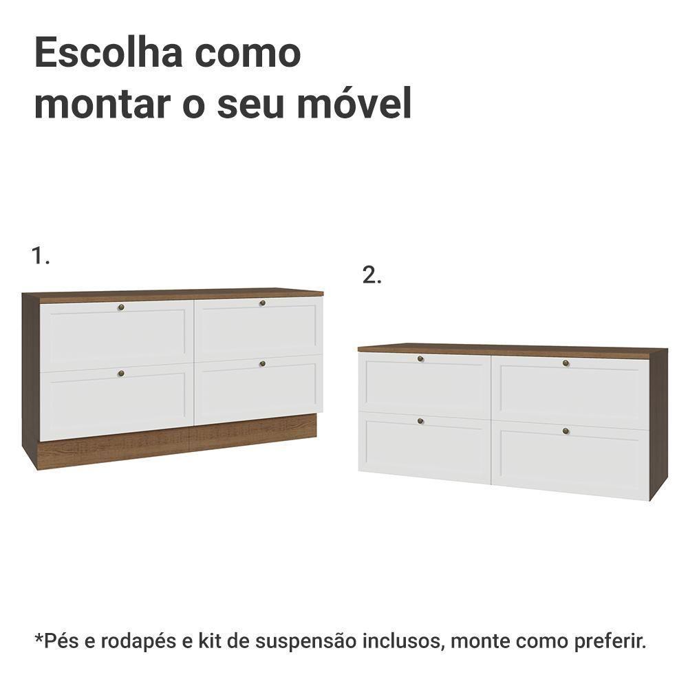 Rack Para Tv Até 70 Polegadas 160cm 4 Gavetas Vik Madesa 04 Rustic-branco - 5