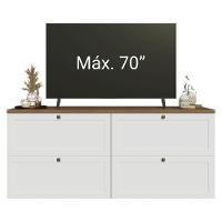 Rack Para Tv Até 70 Polegadas 160cm 4 Gavetas Vik Madesa 04 Rustic-branco - 6