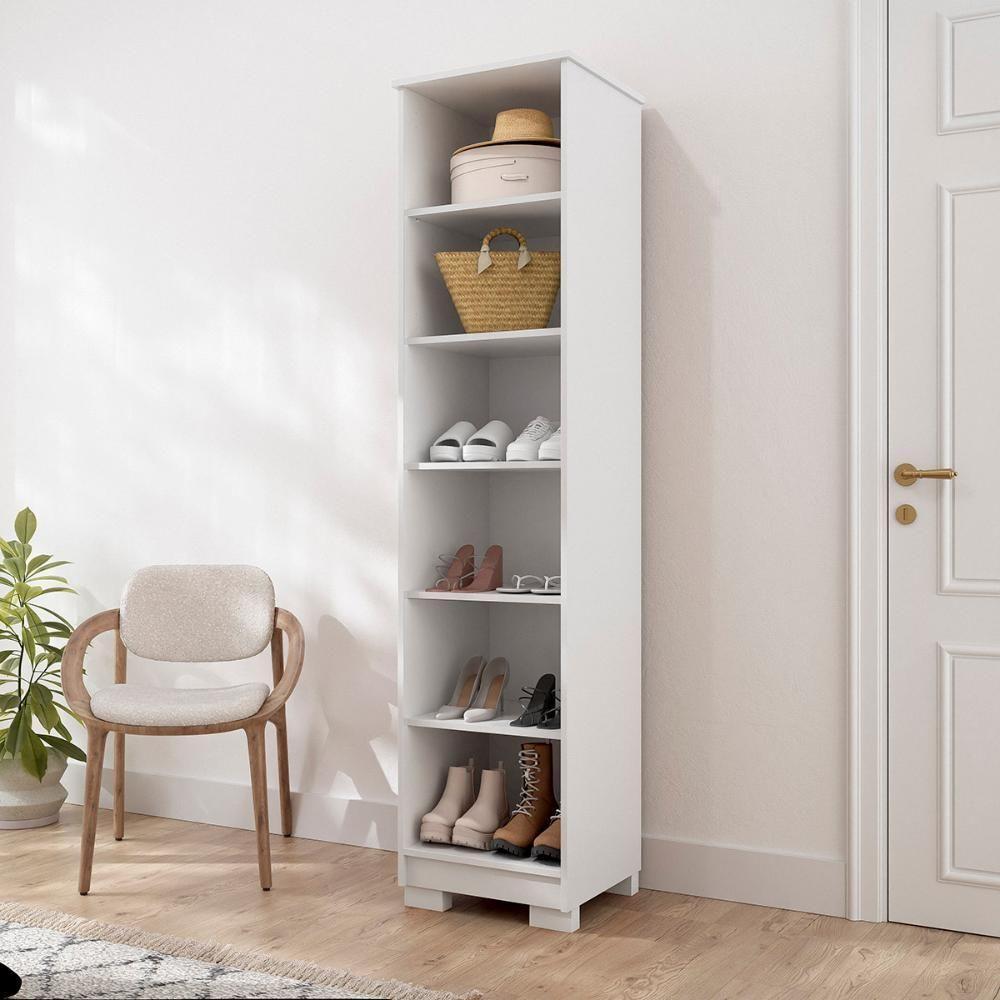 Sapateira Armario Organizador Lia Com Espelho E Prateleira Branco - 3