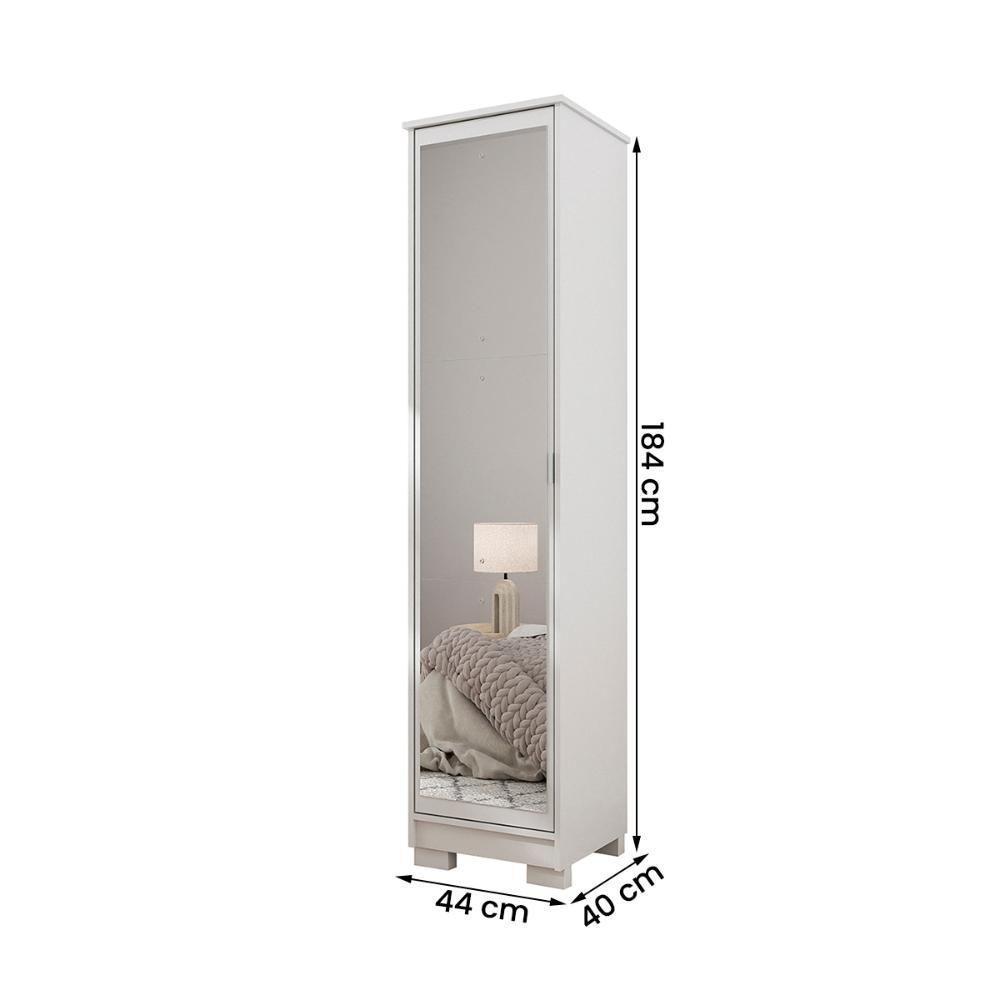 Sapateira Armario Organizador Lia Com Espelho E Prateleira Branco - 4