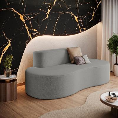 Sofá Curvo 3 Lugares Orgânico Loom Bouclê 1,80m Sala Balaqui cinza Claro Cinza Claro