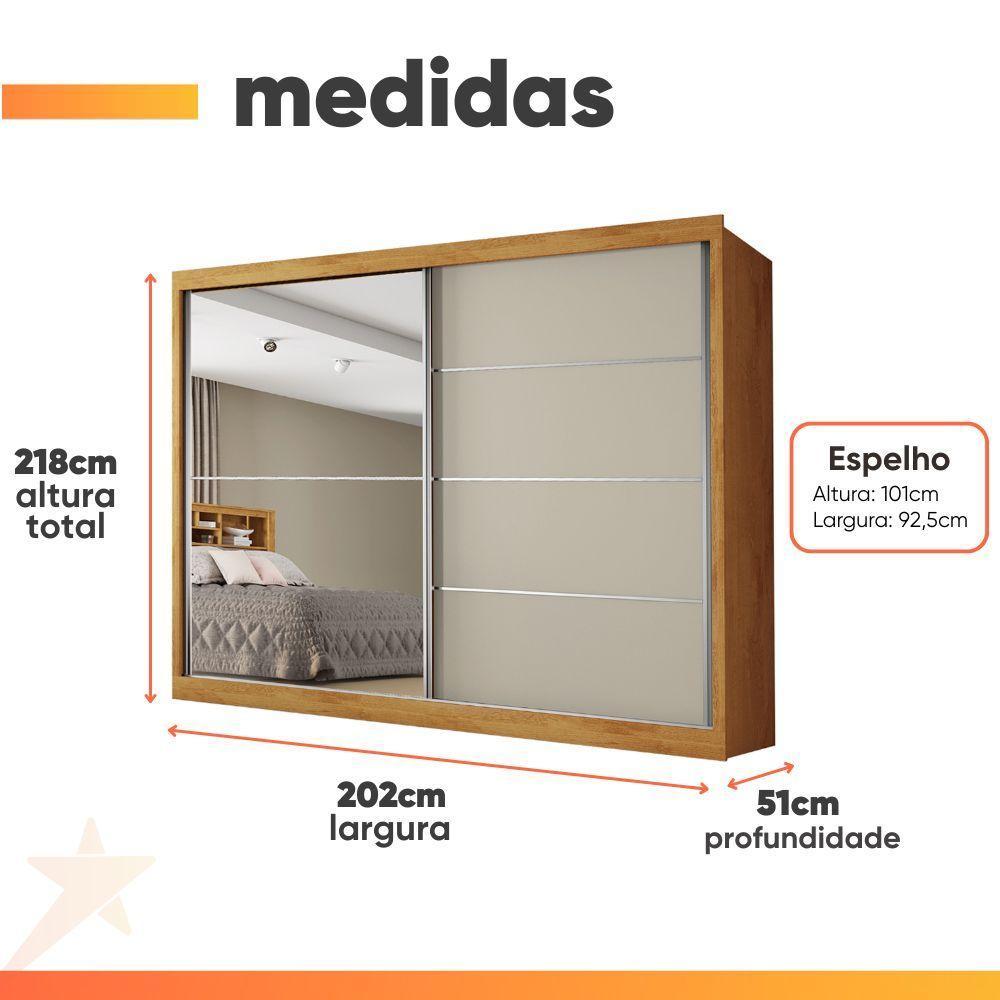 Guarda Roupas Casal 2 Portas De Correr Com Espelho 4 Gavetas Flex 100% Mdf Austria Madeirado/off White - 4