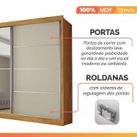 Guarda Roupas Casal 2 Portas De Correr Com Espelho 4 Gavetas Flex 100% Mdf Austria Madeirado/off White - 5