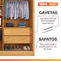 Guarda Roupas Casal 2 Portas De Correr Com Espelho 4 Gavetas Flex 100% Mdf Austria Madeirado/off White - 8