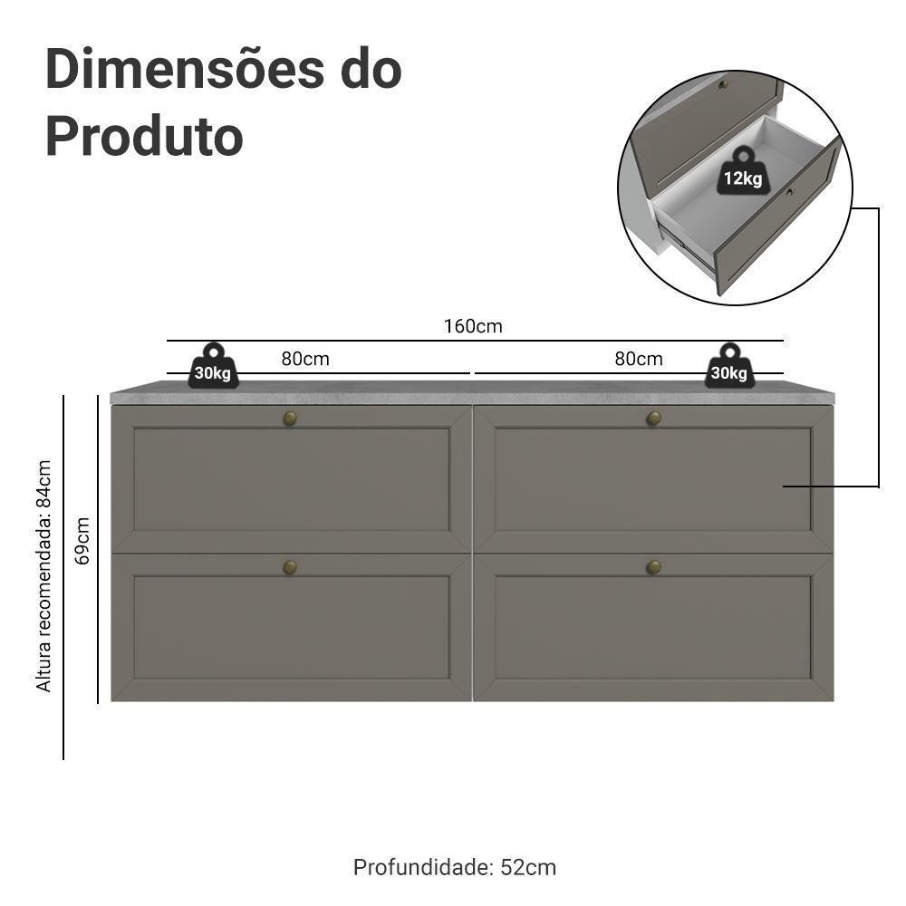 Rack Para Tv Até 70 Polegadas 160cm 4 Gavetas Vik Madesa 04 Branco-cinza - 3