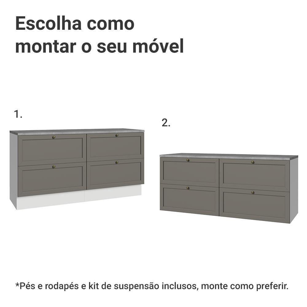 Rack Para Tv Até 70 Polegadas 160cm 4 Gavetas Vik Madesa 04 Branco-cinza - 5