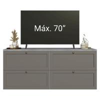 Rack Para Tv Até 70 Polegadas 160cm 4 Gavetas Vik Madesa 04 Branco-cinza - 6
