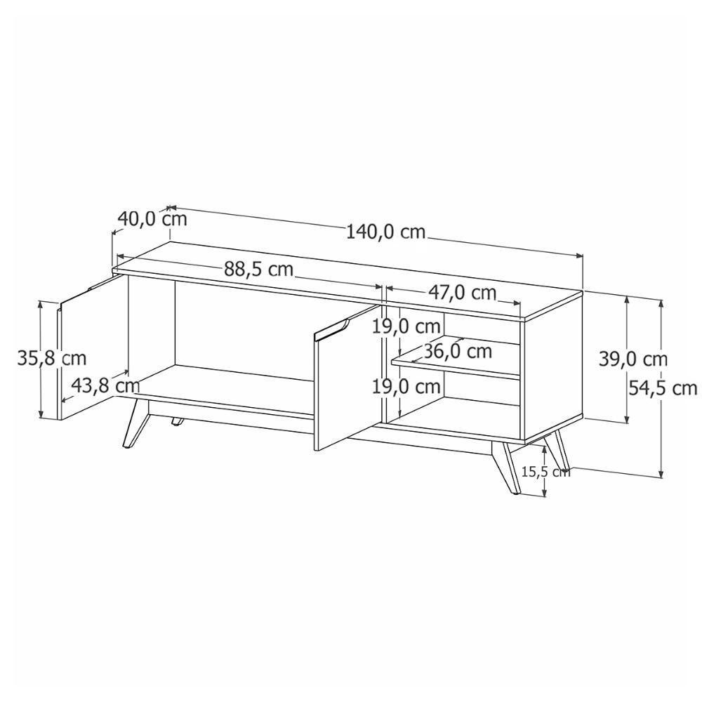 Rack Bancada Tucumã 1.4 Tv Até 60 Pol. Pés De Madeira Maciça Nature-off White - 3