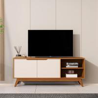Rack Bancada Tucumã 1.4 Tv Até 60 Pol. Pés De Madeira Maciça Nature-off White - 2