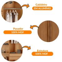 Guarda Roupa Solteiro Dunas Mdf 4 Portas E 2 Gavetas Moderna Naturalle - 6
