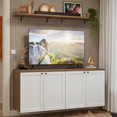 Rack Para Tv Até 70 Polegadas + Prateleiras 160cm Vik Madesa 05 Rustic-branco