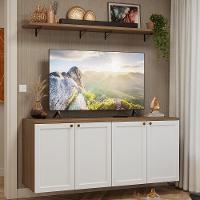 Rack Para Tv Até 70 Polegadas + Prateleiras 160cm Vik Madesa 05 Rustic-branco - 1
