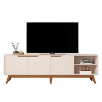 Rack Bancada Tucumã 1.8 Tv Até 75 Pol. Pés De Madeira Maciça Off White - 1