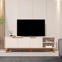 Rack Bancada Tucumã 1.8 Tv Até 75 Pol. Pés De Madeira Maciça Off White - 2