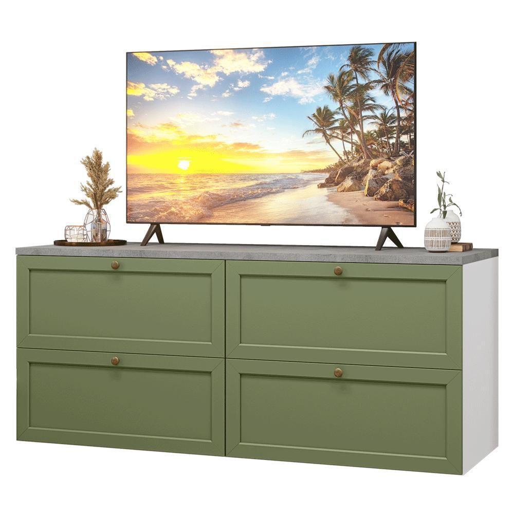 Rack Para Tv Até 70 Polegadas 160cm 4 Gavetas Vik Madesa 04 Branco-verde - 2