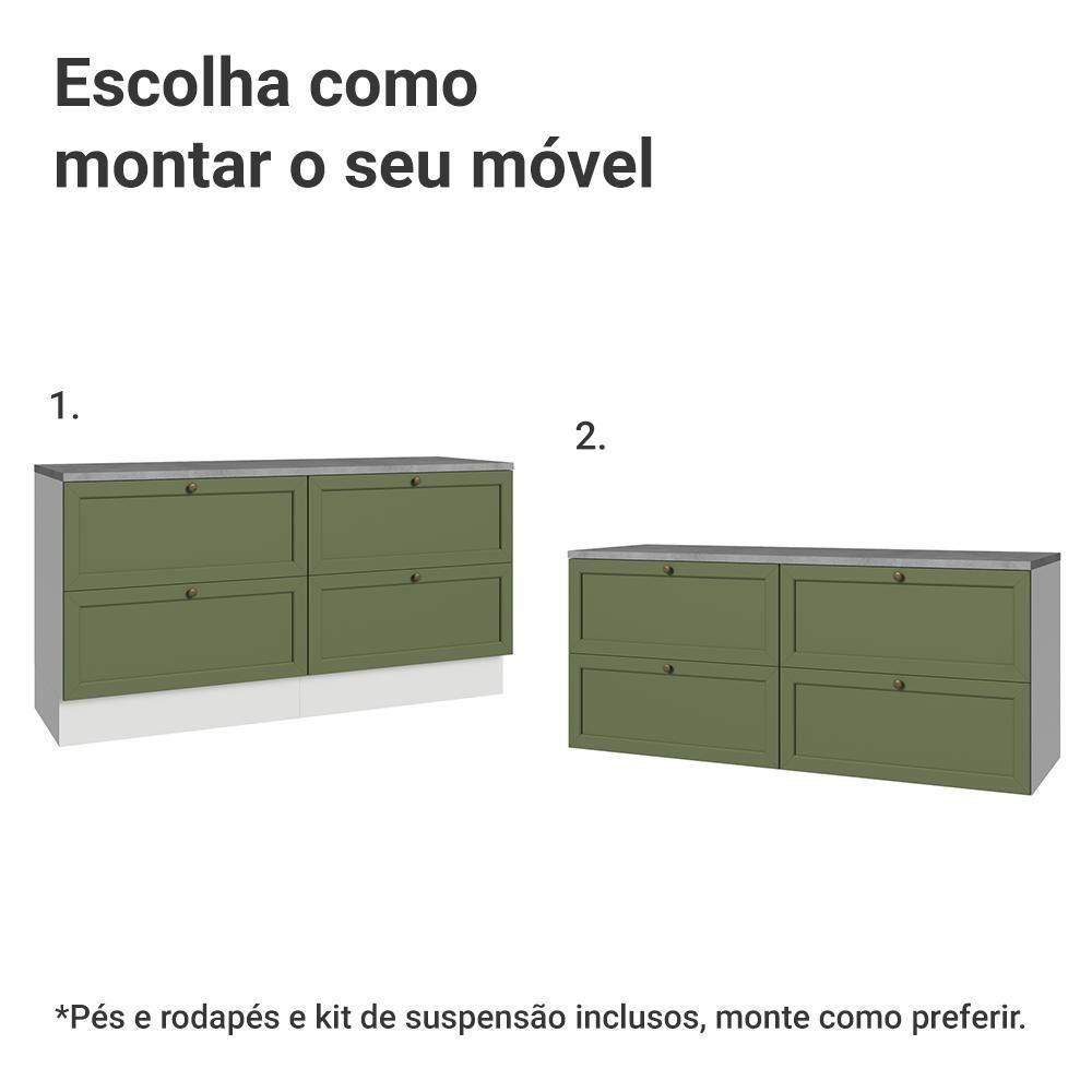 Rack Para Tv Até 70 Polegadas 160cm 4 Gavetas Vik Madesa 04 Branco-verde - 5
