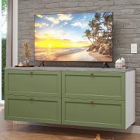 Rack Para Tv Até 70 Polegadas 160cm 4 Gavetas Vik Madesa 04 Branco-verde - 1