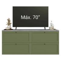 Rack Para Tv Até 70 Polegadas 160cm 4 Gavetas Vik Madesa 04 Branco-verde - 6