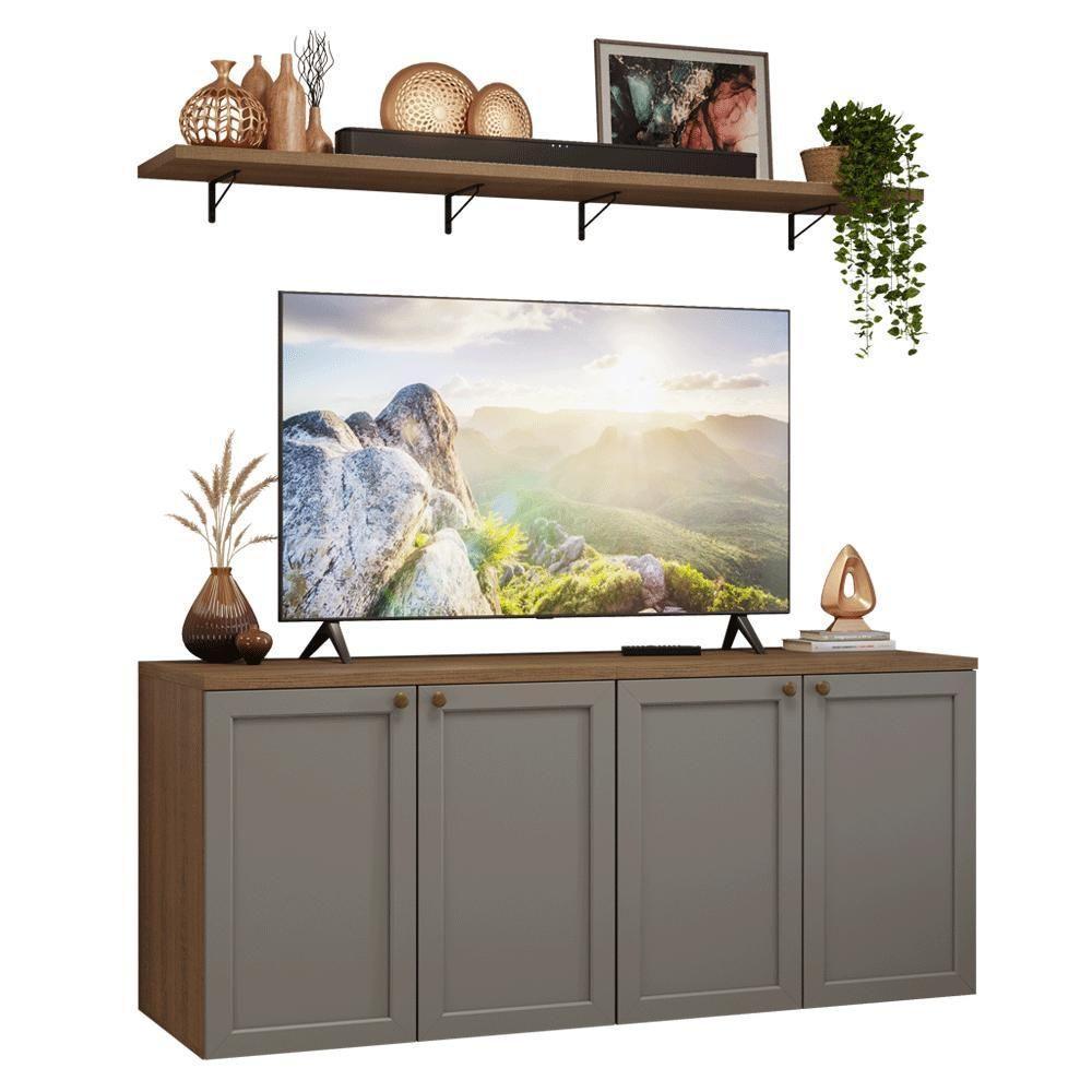 Rack Para Tv Até 70 Polegadas + Prateleiras 160cmVik Madesa 05 Rustic-cinza - 2