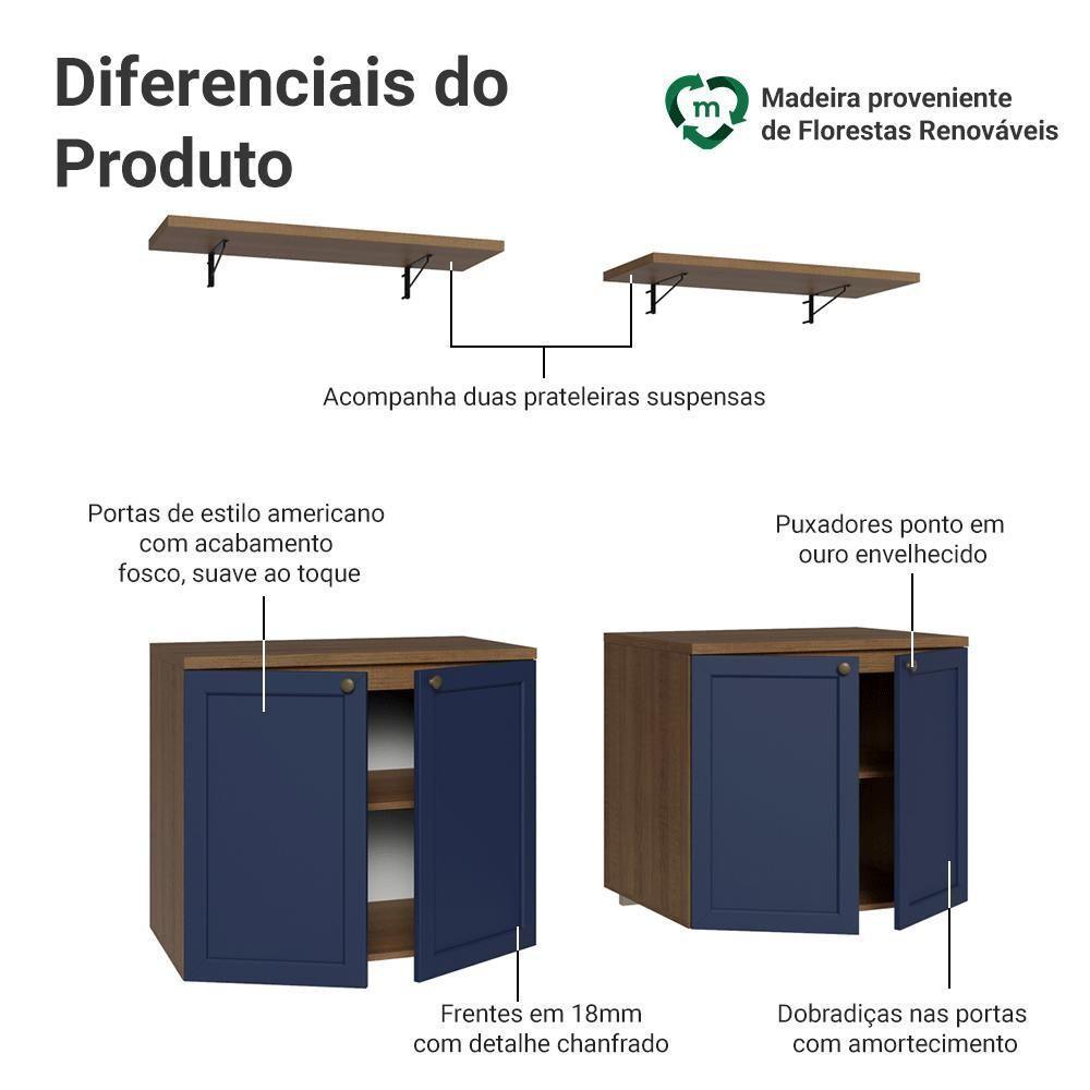 Rack Para Tv Até 70 Polegadas + Prateleiras 160cm Vik Madesa 05 Rustic-azul - 4