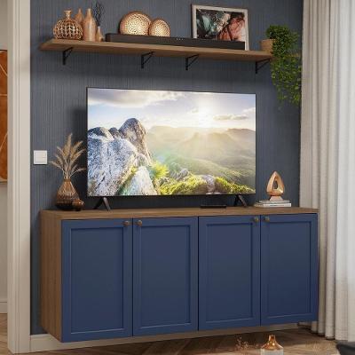 Rack Para Tv Até 70 Polegadas + Prateleiras 160cm Vik Madesa 05 Rustic-azul