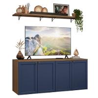 Rack Para Tv Até 70 Polegadas + Prateleiras 160cm Vik Madesa 05 Rustic-azul - 2
