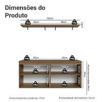 Rack Para Tv Até 70 Polegadas + Prateleiras 160cm Vik Madesa 05 Rustic-azul - 3