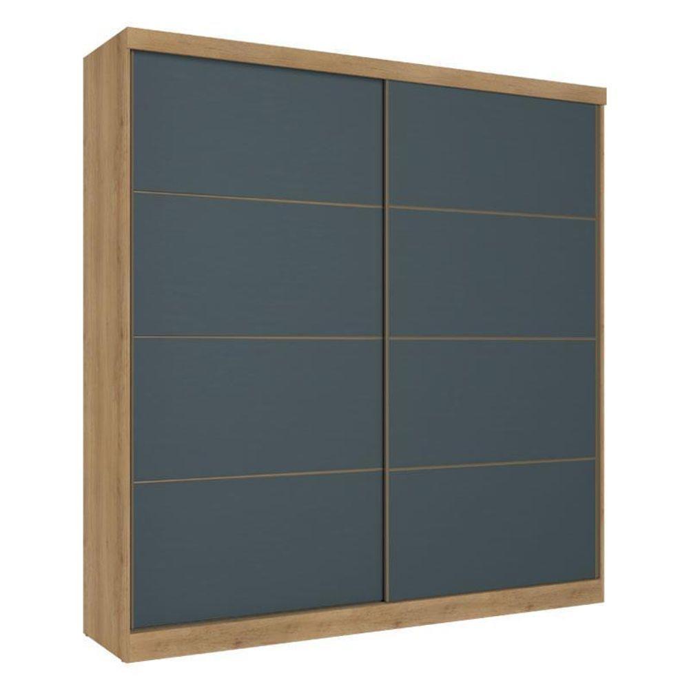 Guarda Roupa Casal Malaga 2 Portas Capuccino Azul Acetinado - Thb - 1