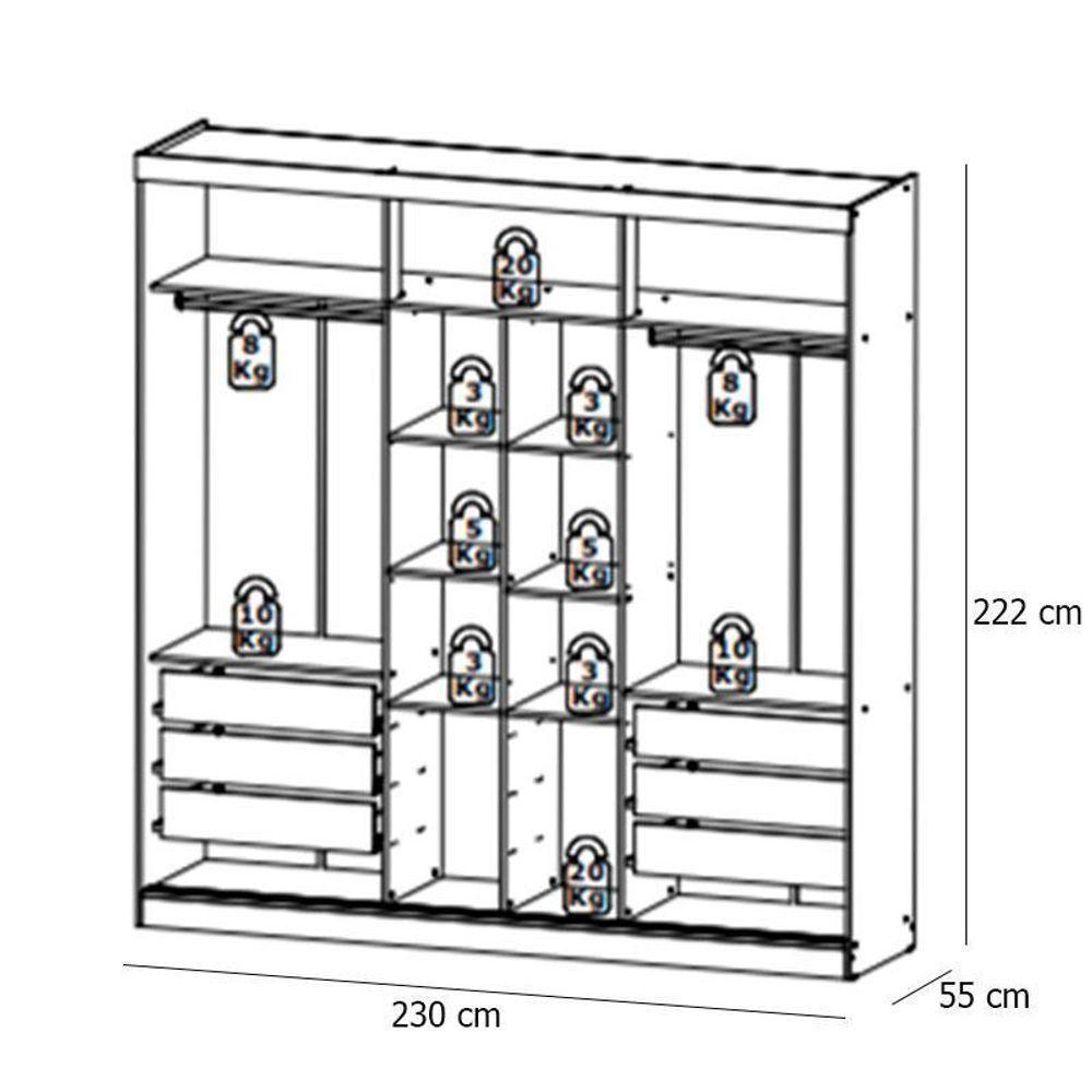 Guarda Roupa Casal Malaga 2 Portas Capuccino Azul Acetinado - Thb - 3