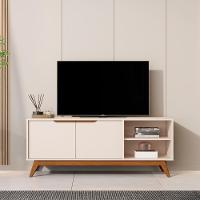 Rack Bancada Tucumã 1.4 Tv Até 60 Pol. Pés De Madeira Maciça Off White - 2