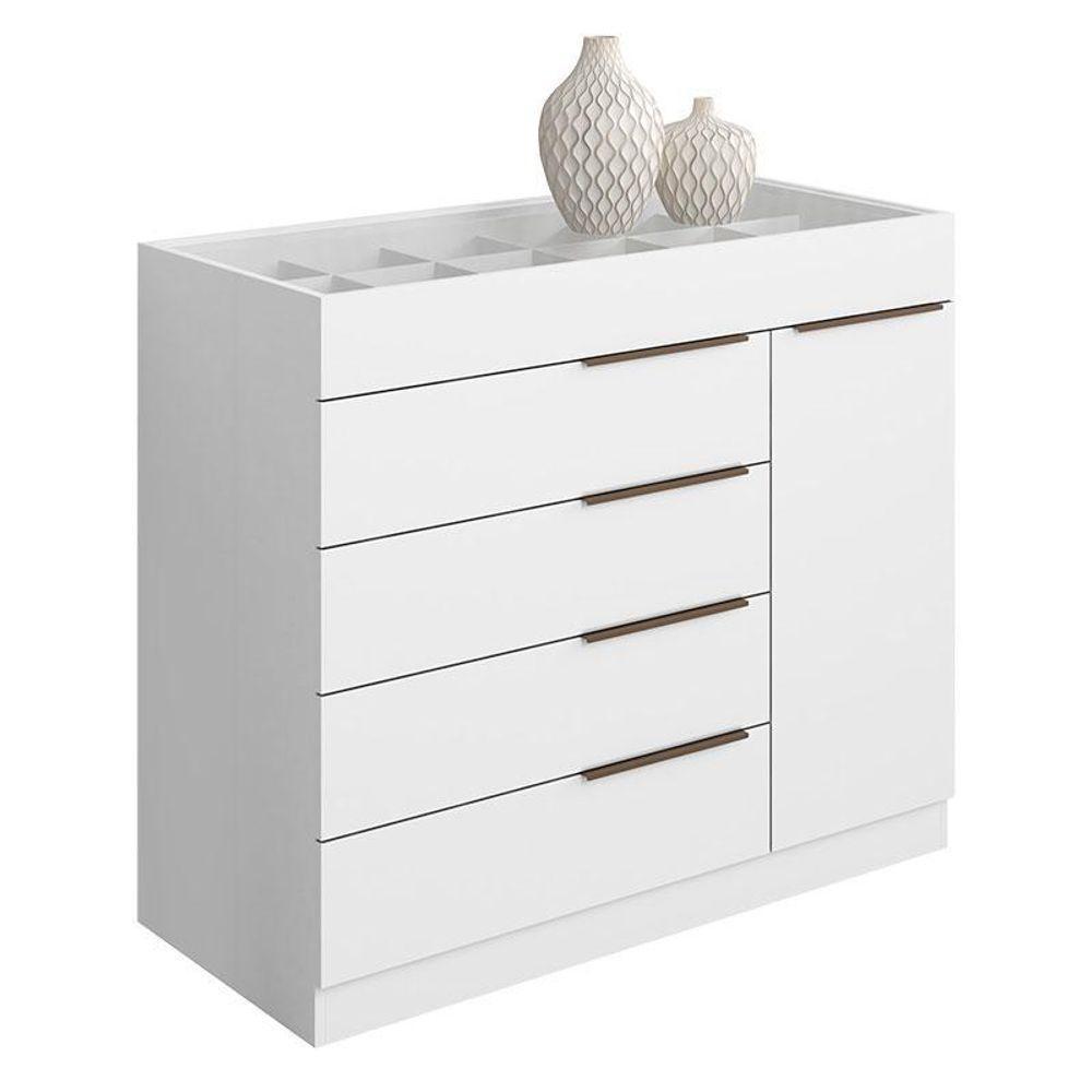 Guarda Roupa Casal Porto 8 Portas 4 Gavetas E Cômoda Sapateira Sevilha Branco Brilho – Aramóveis - 5