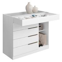 Guarda Roupa Casal Porto 8 Portas 4 Gavetas E Cômoda Sapateira Sevilha Branco Brilho – Aramóveis - 6