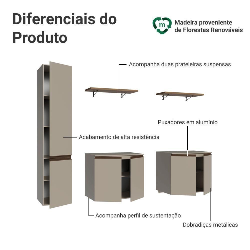 Rack Suspenso Para Tv Até 70 Polegadas + Prateleira 200cm Nice Madesa 01 Crema - 4