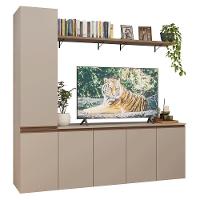 Rack Suspenso Para Tv Até 70 Polegadas + Prateleira 200cm Nice Madesa 01 Crema - 2