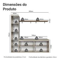 Rack Suspenso Para Tv Até 70 Polegadas + Prateleira 200cm Nice Madesa 01 Crema - 3