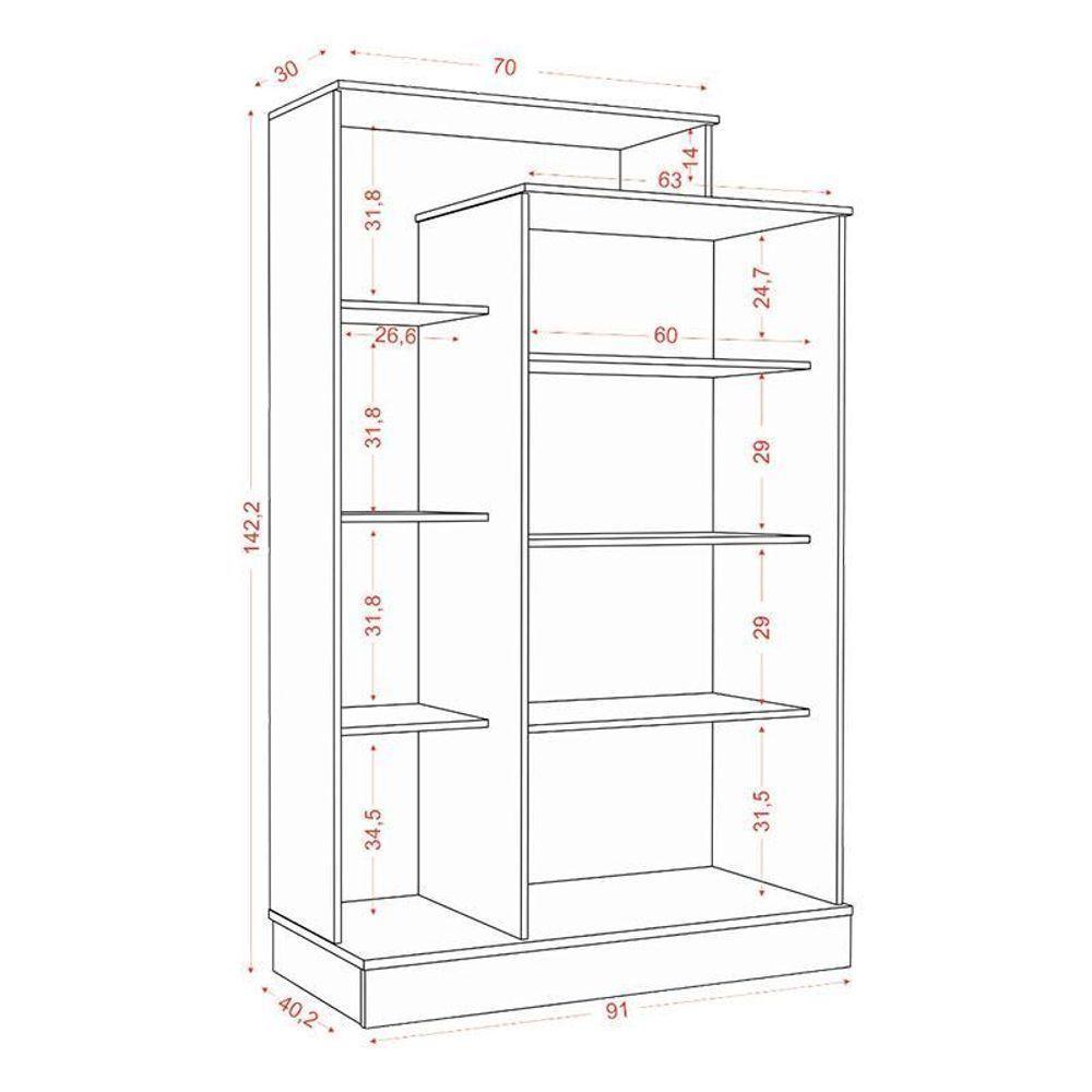 Guarda Roupa Casal Porto 8 Portas 4 Gavetas E Armário Multiuso Florença Branco Brilho – Aramóveis - 7