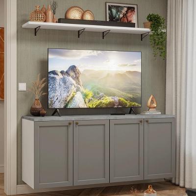 Rack Para Tv Até 70 Polegadas + Prateleiras 160cm Vik Madesa 05 Branco-cinza