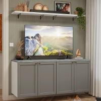 Rack Para Tv Até 70 Polegadas + Prateleiras 160cm Vik Madesa 05 Branco-cinza - 1