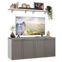 Rack Para Tv Até 70 Polegadas + Prateleiras 160cm Vik Madesa 05 Branco-cinza - 2