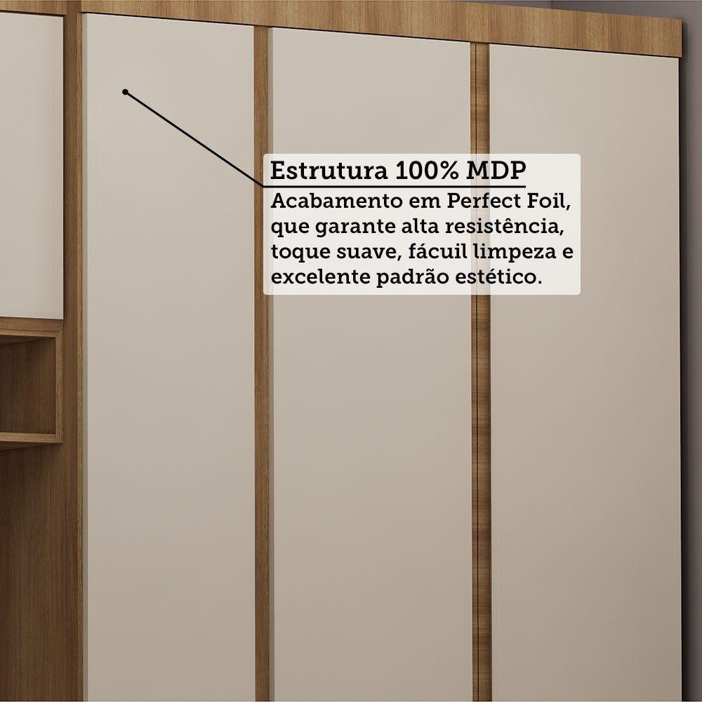 Quarto Casal Guarda Roupa Mesa De Cabeceira 311cm Veneza Luc Avelã Pf-arenas Pf - 6