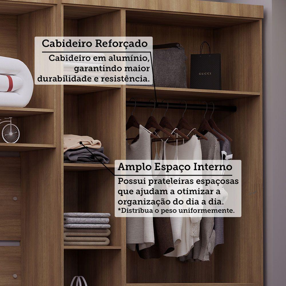 Quarto Casal Guarda Roupa Mesa De Cabeceira 311cm Veneza Luc Avelã Pf-arenas Pf - 9