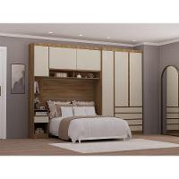 Quarto Casal Guarda Roupa Mesa De Cabeceira 311cm Veneza Luc Avelã Pf-arenas Pf - 1