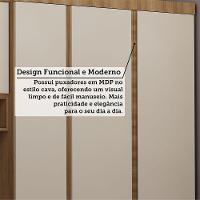 Quarto Casal Guarda Roupa Mesa De Cabeceira 311cm Veneza Luc Avelã Pf-arenas Pf - 8