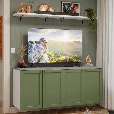Rack Para Tv Até 70 Polegadas + Prateleiras 160cm Vik Madesa 05 Branco-verde